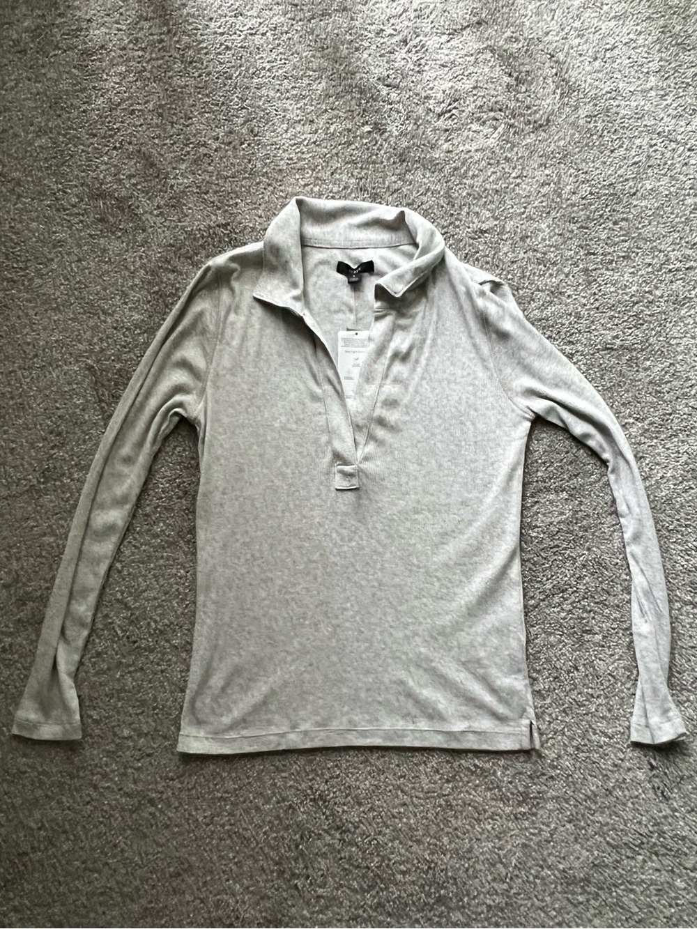 J. Crew Light Gray V-Neck Polo Top Small NWT